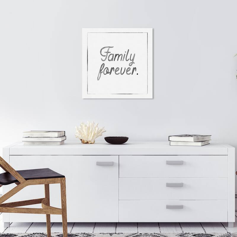 Wynwood Studio Canvas Typography and Quotes Family Forever White and Pastel Black Modern & Contemporary Wall Art Canvas Print - 20 x 20