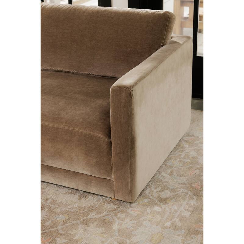 NADAAL STUDIOS Nyver Left-Facing Sectional, Deep Seat Layout with Oak Legs and Textured Polyester Upholstery, Camel