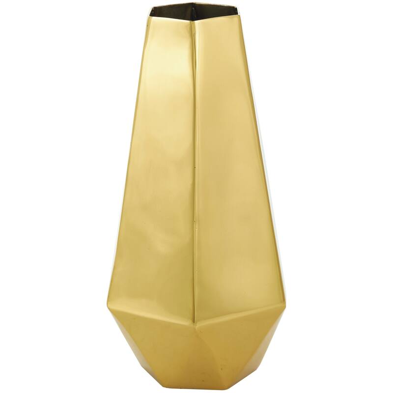 Silver or Gold Stainless Steel Metal Hexagon Shaped Geometric Vase with Varying Heights (Set of 3)