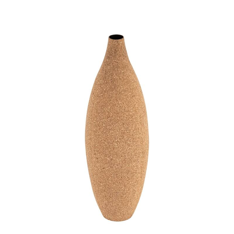 Large Bottle Shaped Cork Wrapped Flower Vase - 18.75" - Beige