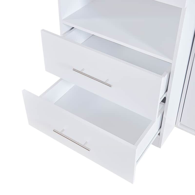Twin Size Murphy Bed with Open Shelves and Storage Drawers