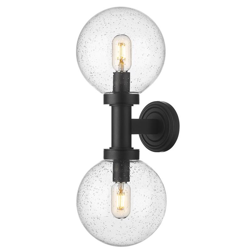 Bellevue ZWS33375 Samathra 2 Light 21" Tall Outdoor Wall Sconce - Black / Seedy Glass
