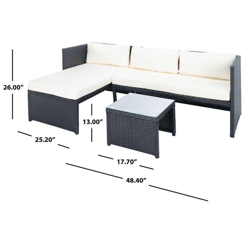 SAFAVIEH Outdoor Living Bronson 3-Piece Sofa Set - 48"W x 25"D x 26"H