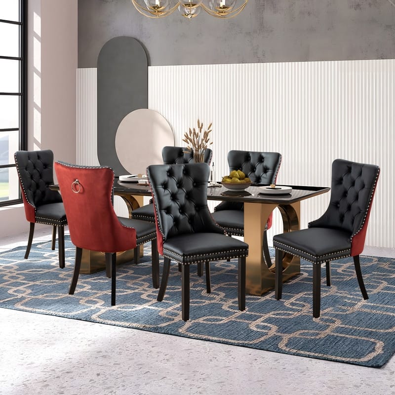 Solid Wood Velvet Upholstered Dining Chair Set of 4