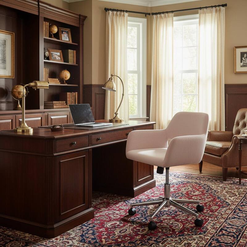 Homylin Modern Velvet Upholstered Task Chair with 360 Degree Swivel