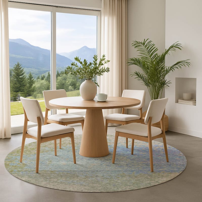Premium Washable Super Soft Abstract Solid Mayfield Rug - Sky - 8' x 8'