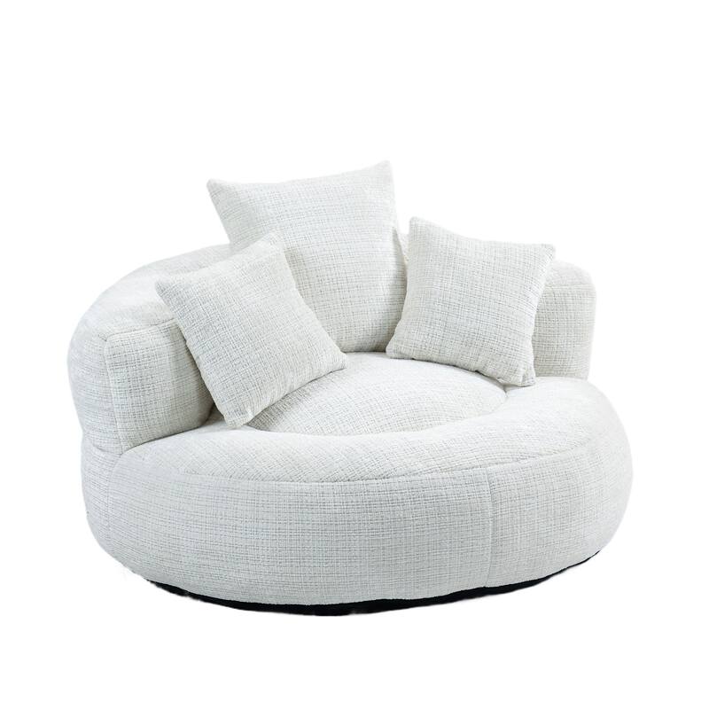 Chenille Upholstered Durable Comfort Lounger High Back Bean Bag Lazy Sofa With Three Pillows