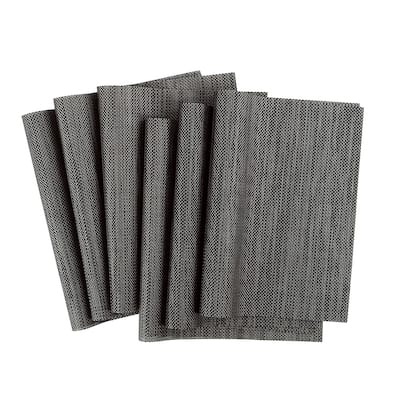 Heat Resistant Non-skid PVC Table Mats Woven Placemats Dark Gray 6pcs - Dark Grey