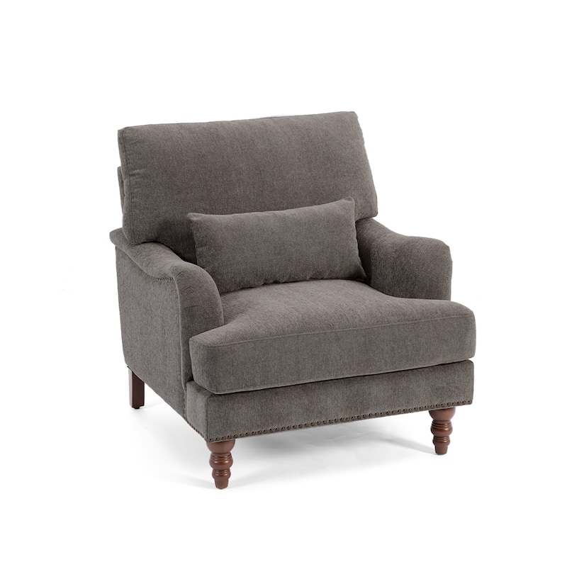 Set of 2 Mid Century Chenille Upholstered Accent Chairs