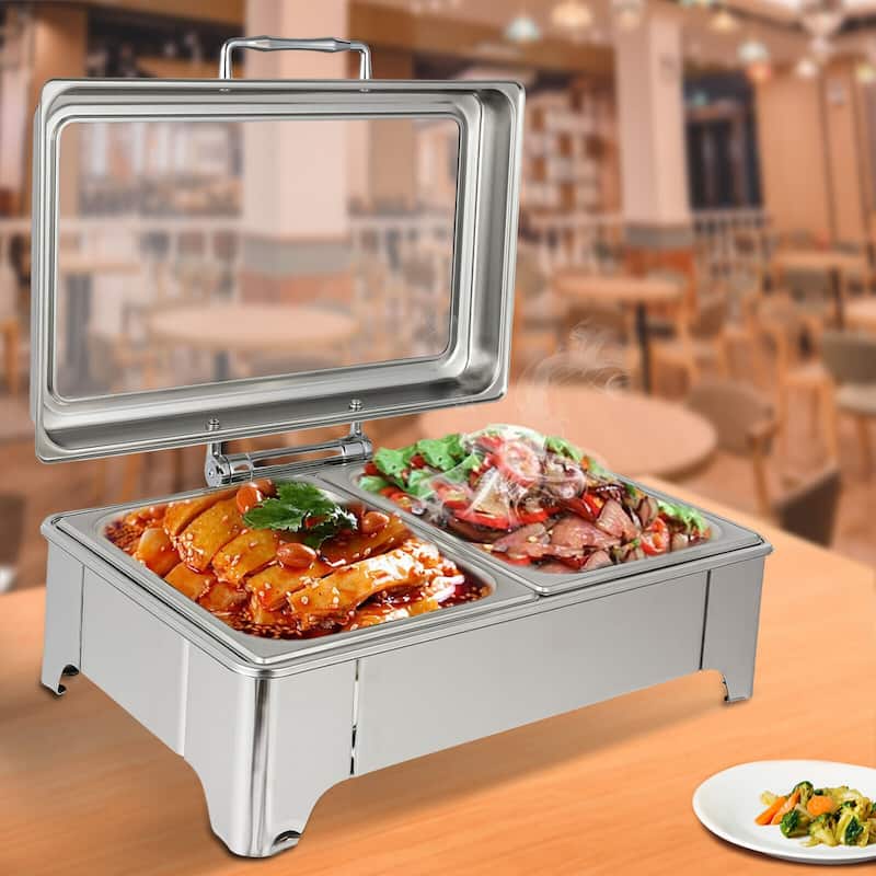 9.5QT Professional 2 Pan Warmer Chafing Dish Buffet Set On Sale Bed