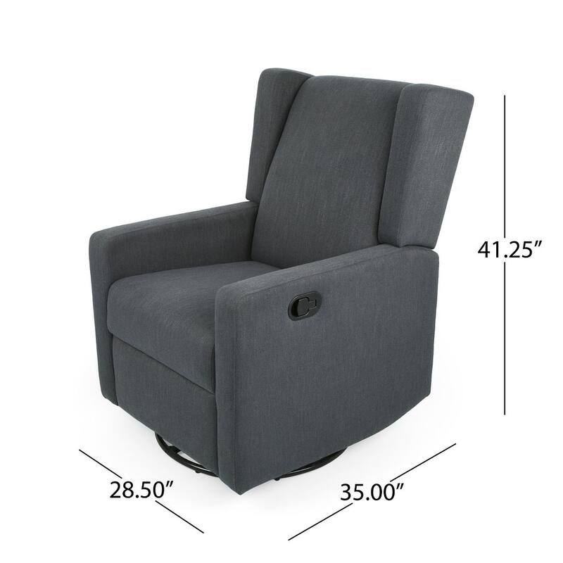 Charcoal Fabric Swivel Glider Recliner with Wingback Design by Christopher Knight Home