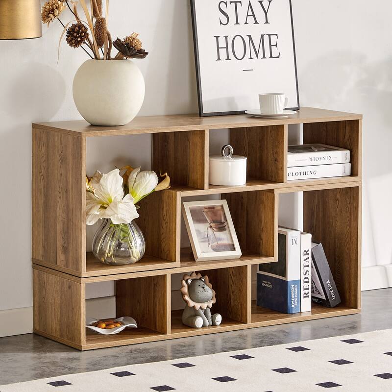 2 Pieces Cube TV Stand, L-Shaped TV Console Stand Entertainment Center with Open Storage Bookcase Shelf