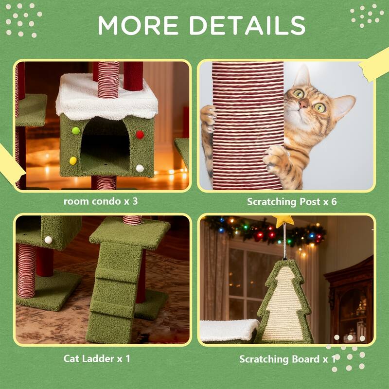 Anmytek Christmas Luxury Cat Tree Multi Level Perch Scratcher Hideaway