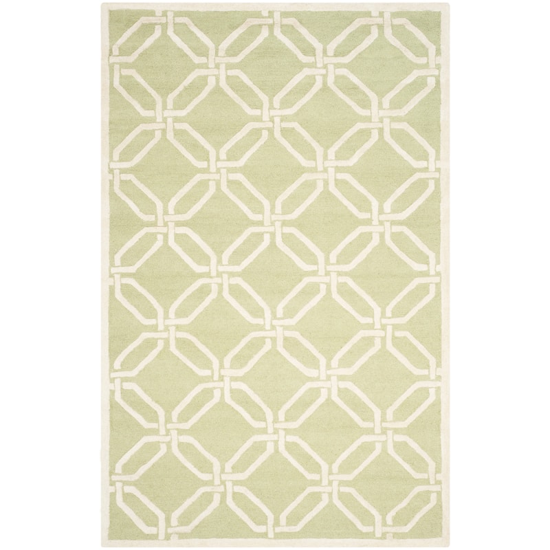 SAFAVIEH Handmade Cambridge Nhung Modern Moroccan Wool Rug - 5' x 8' - Lime/Ivory