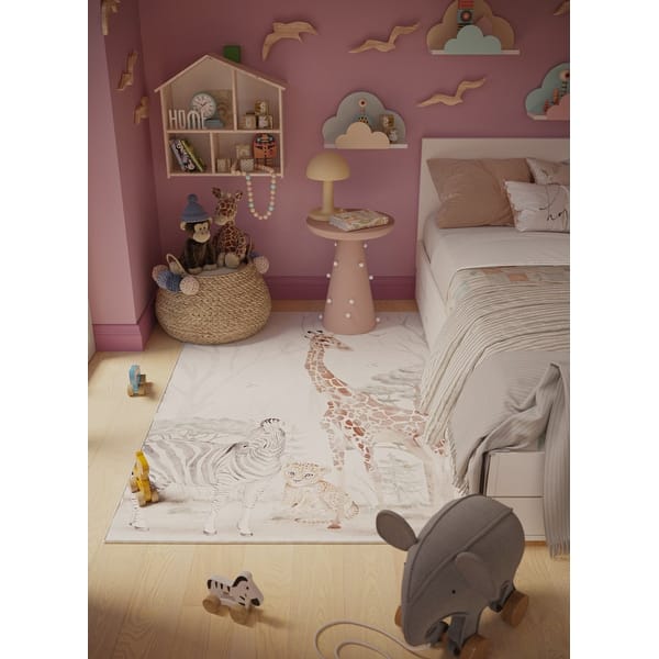 slide 2 of 4, Ginza Six Washable Jungle Jingle Jangle Kids Rug