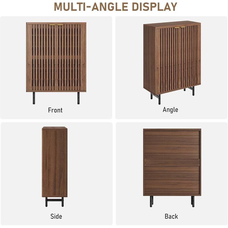 6-Tier Farmhouse Rattan Shoe Storage Cabinet for Entryway Foyer Hallway