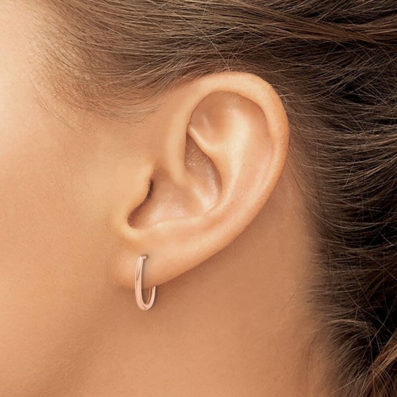 Curata 14k Rose Gold Polished Oval Hinged Hoop Earrings - 13.1x9.2mm