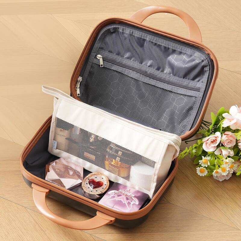 6-Piece Modern Hard-Shell Luggage, Lightweight Luggage with Spinner Wheels, for Boarding Travel, Black Brown