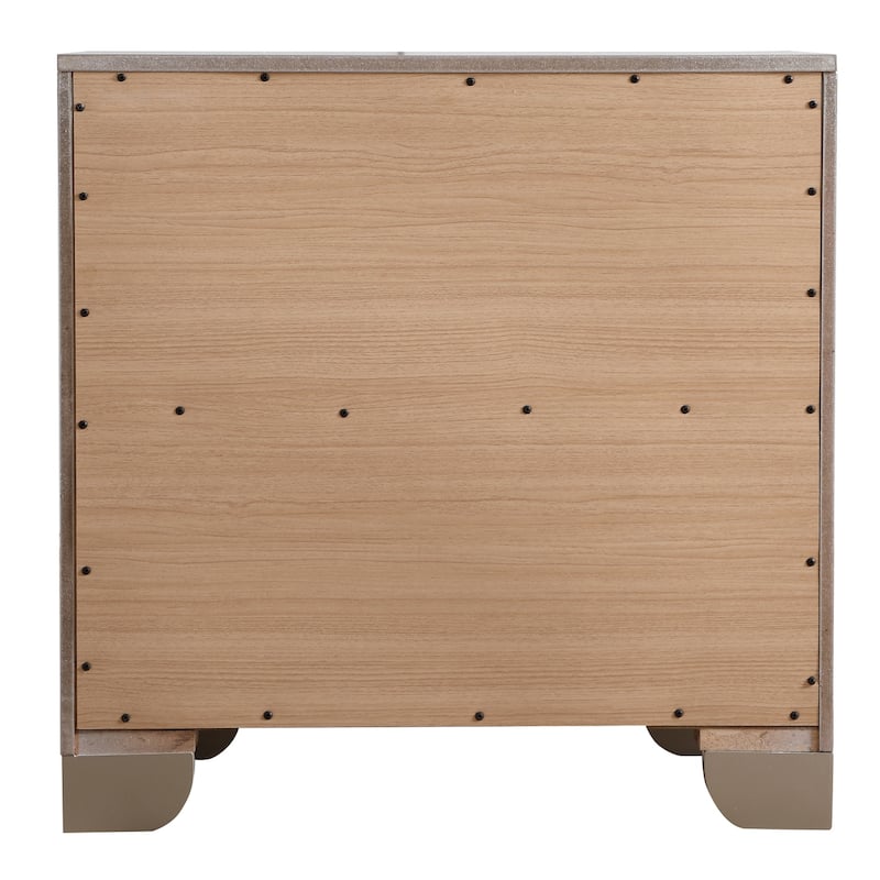 Silver Champagne Nightstand with Durable Construction, Modern Accent Bedside Table for Bedroom Storage and Convenience