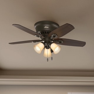 Hunter 42" Builder Low Profile Ceiling Fan with 3-Light LED Light Kit and Pull Chain