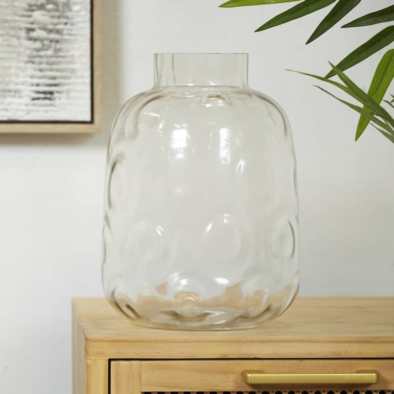 Tempered Glass Transparent Decorative Vase with Bubble Texture - Gray - Roche River Decor