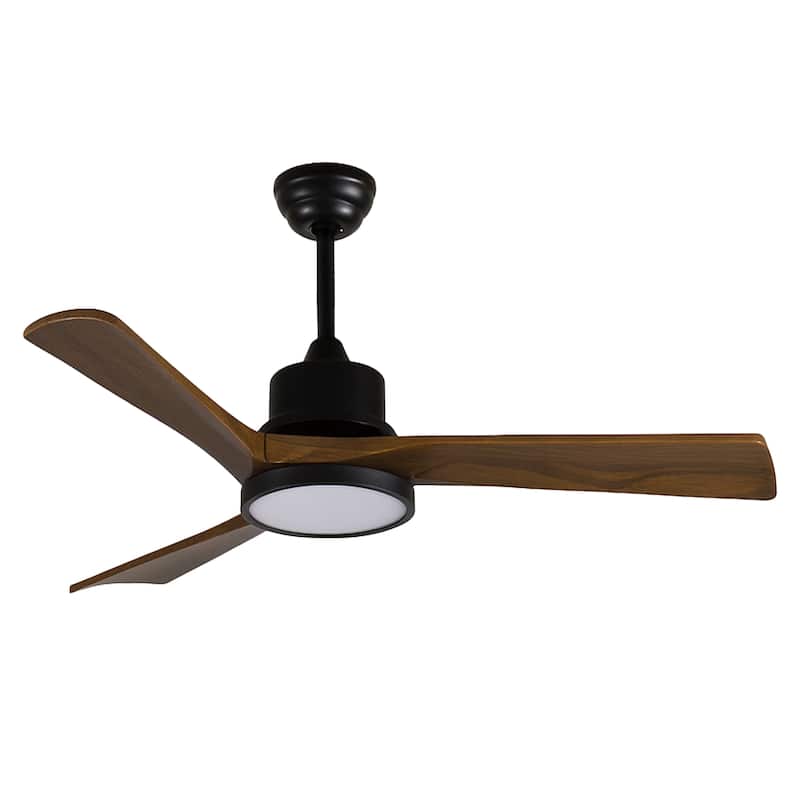 42-Inch Ceiling Fan with Light, Solid Wood Blades, 2 Downrods for Sloped Ceiling ≤15°, Quiet Reversible DC Motor - Natural Wood