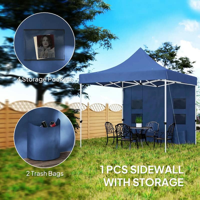 10' x 10' Heavy Duty Pop Up Canopy Tent with Sidewall, UPF50+