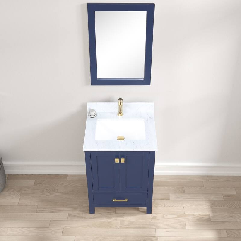 Blossom Geneva 24" Solid Wood Vanity w/ Marble Top, Sink & Mirror