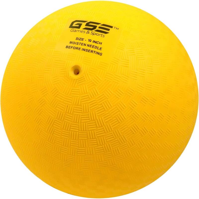 GSE™ 10" Inflatable Playground Balls, Kickball, Dodge Ball, Four Square Ball. Indoor/Outdoor Kids Toy Balls - Yellow