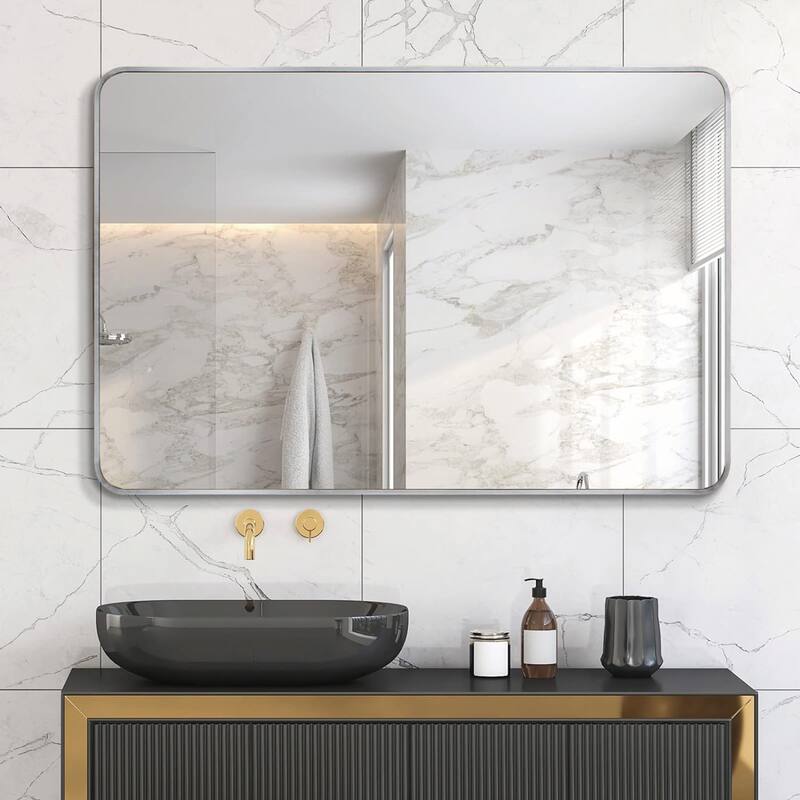 30x40 Inch Metal Framed Rectangular Rectangular Bathrrom Mirror
