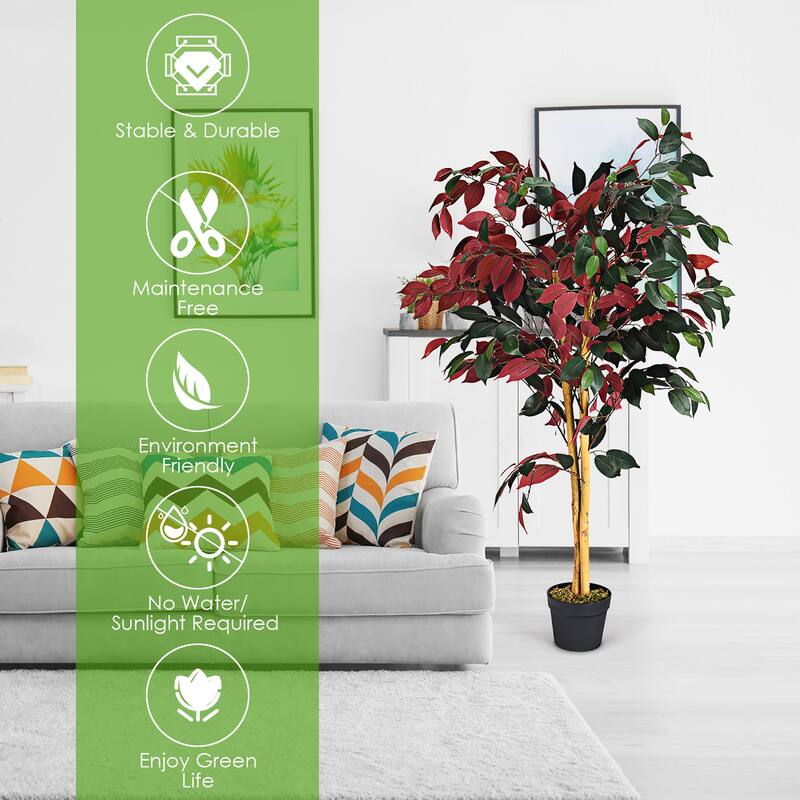 4FT Fake Tree Artificial Greenery Plants Pot Decorative Trees