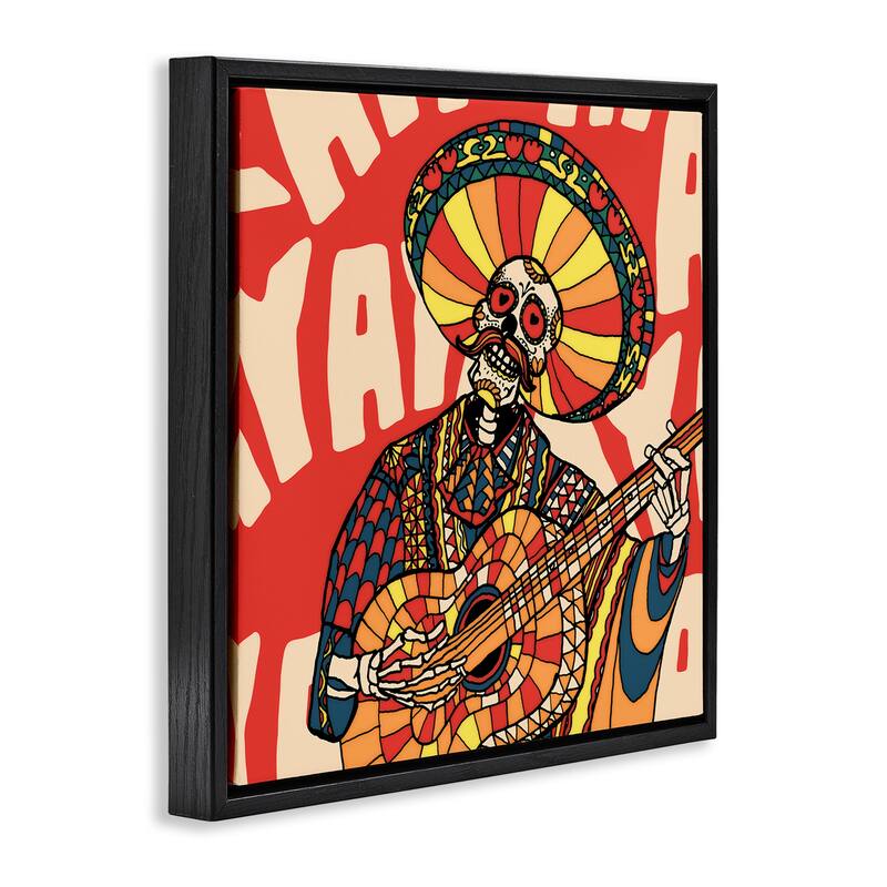 Stupell Day Of Dead Guitarist Skeleton Framed Floater Canvas Wall Art Design By Ali Gulec