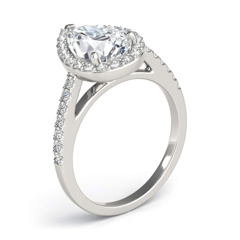 Auriya 14k White Gold Lab Grown Pear Diamond Halo Engagement Ring 0.50 to 5.00 ct. tw. (F-G VS)