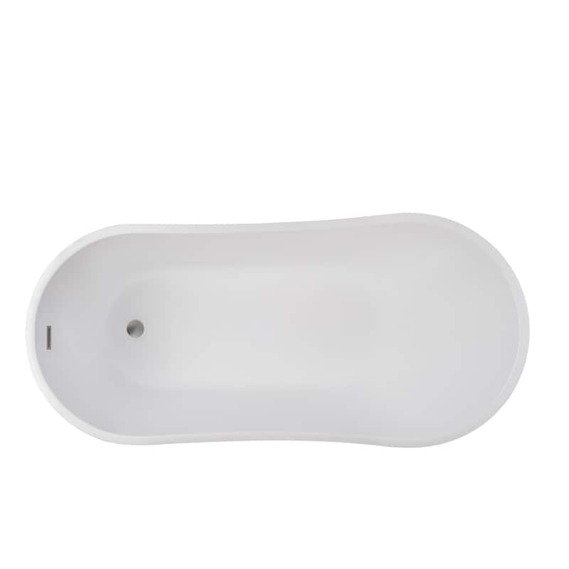 Vanity Art 59-Inch Acrylic Freestanding Soaking Bathtub with Overflow & Pop-up Drain - 59"