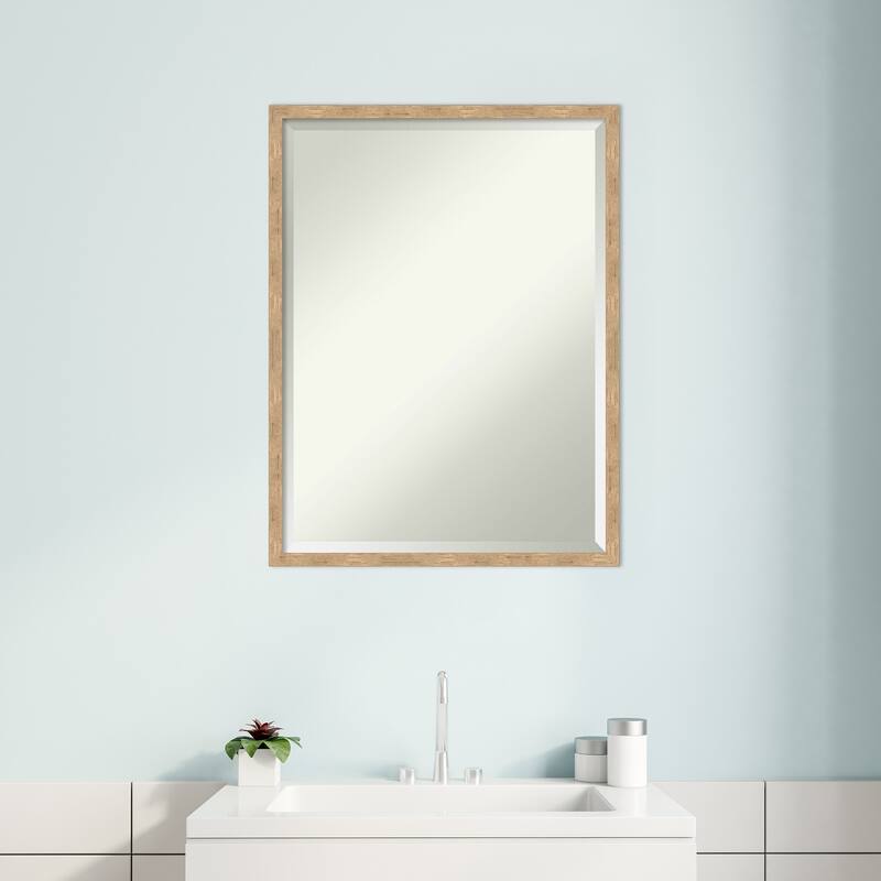 Imprint Beveled Wood Framed Bathroom Vanity Wall Mirror