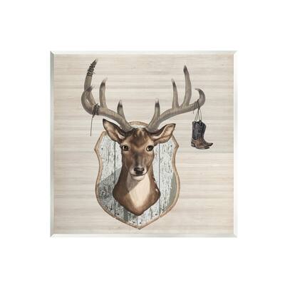 Stupell Industries Cowboy Boots Hanging Deer Antlers Wall Plaque Art by Lucca Sheppard