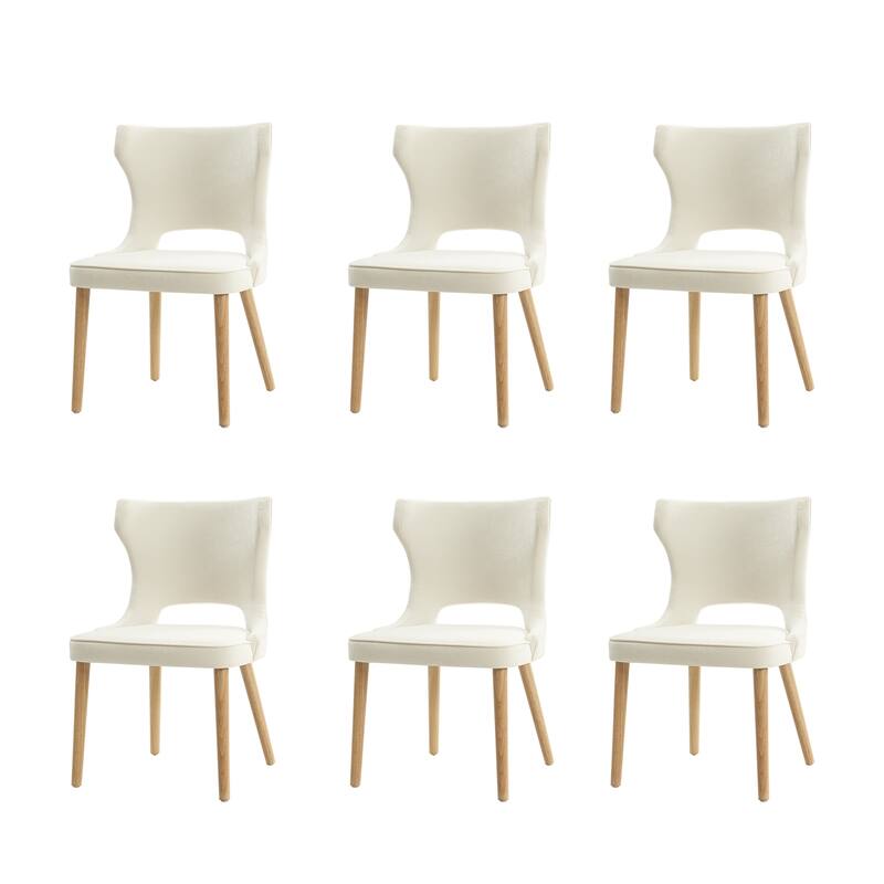 Rita Mid-century Modern Dining Chair with Solid Wood Legs Set of 6 by HULALA HOME
