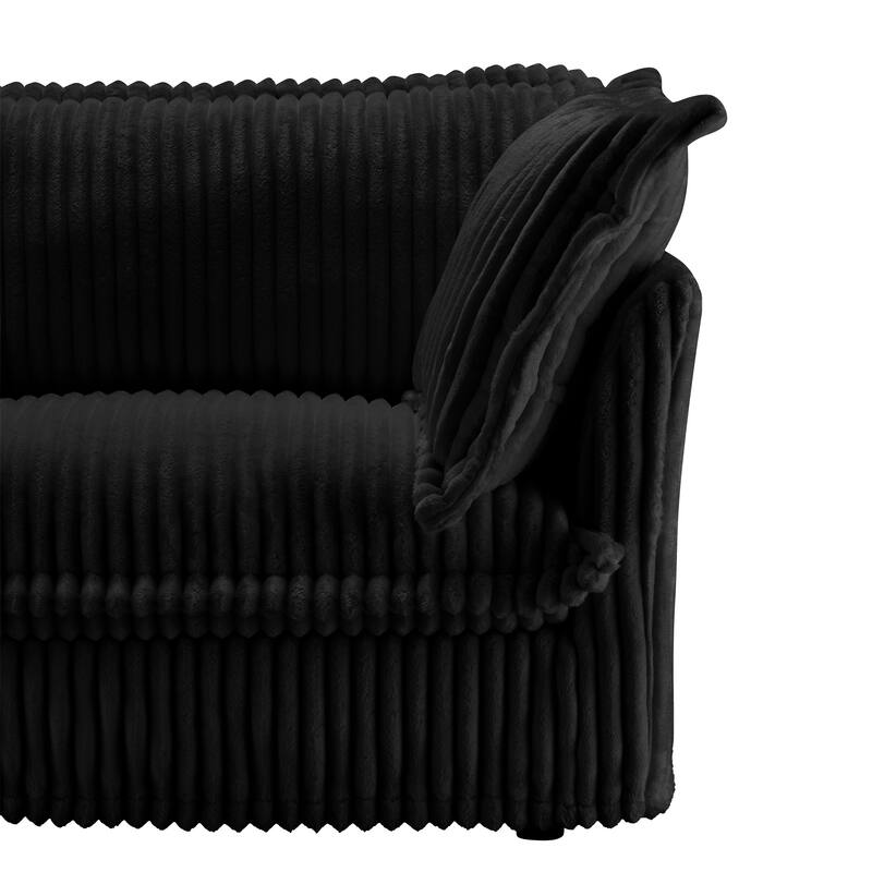 Corduroy Slipcovered 3-Seater Armless Sectional Sofa with Reversible Ottoman, Free Combination Design, and Removable Covers