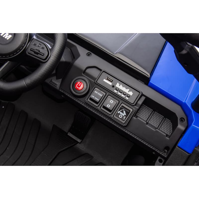 Blue 2-Seater Kids Electric Dump Truck with Parent Remote Control, Ride-On Dump Truck with LED Lights