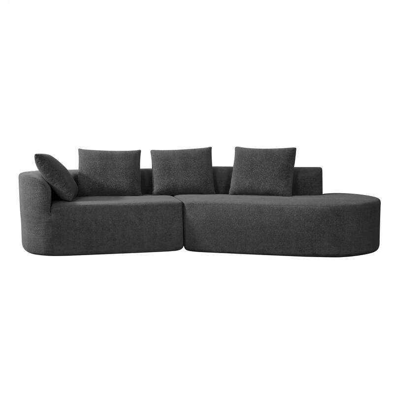 116" Curved Sectional Sofa with Chaise Lounge - High-Density Sponge Cushions, 2-Piece Set, Right-Hand Facing, Fully Assembled