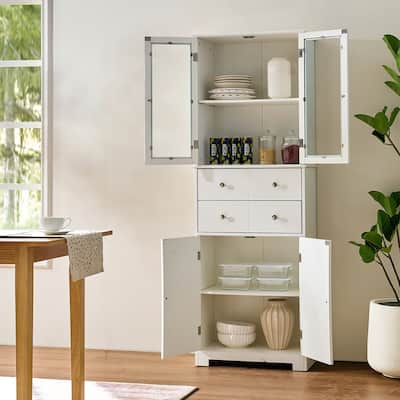 67in Tall Kitchen Pantry Cabinet with Doors and Shelves