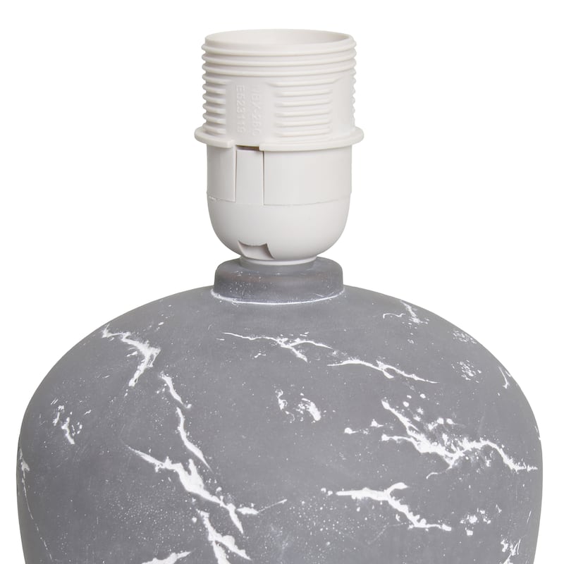 Marble Inspired Ceramic Table Lamp with White Fabric Drum Shade Modern Compact Accent Lighting Multiple Colors