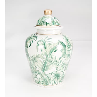 Aai Tropical Leaf Ginger Jar, Green