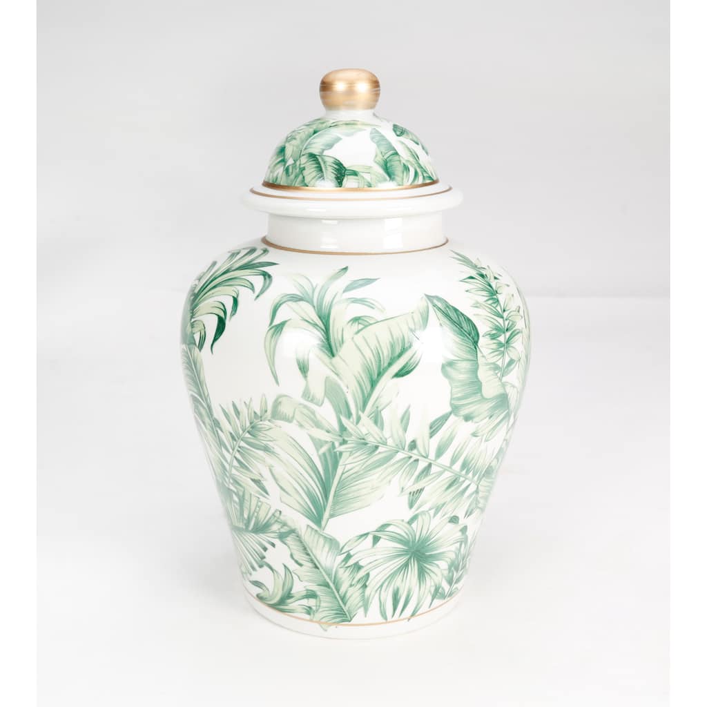 Aai Tropical Leaf Ginger Jar, Green