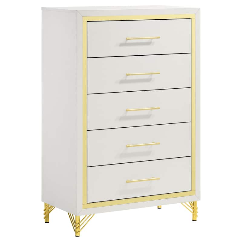 Lucia Modern Classic 5-drawer Bedroom Chest of Drawers White