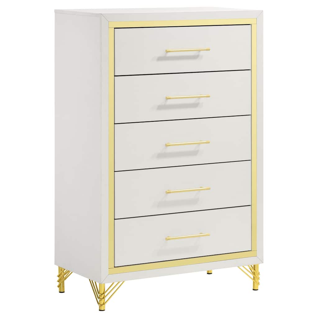 Lucia Modern Classic 5-drawer Bedroom Chest of Drawers White