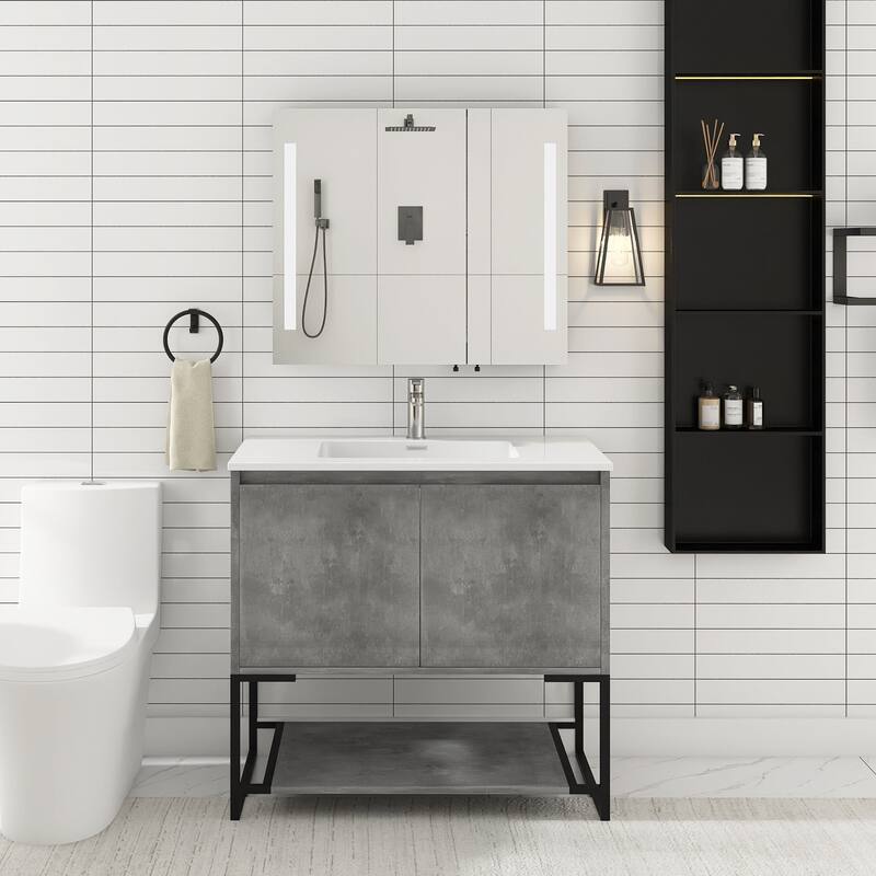 36-inch Freestanding Bath Vanity with Cultured Mable Top