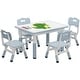 preview thumbnail 1 of 16, Kids Table and Chair Set, Height Adjustable Toddler Table and 4 Chairs Set for Ages 2-10, Graffiti Desktop Blue - 31.5x23.6x23.6in