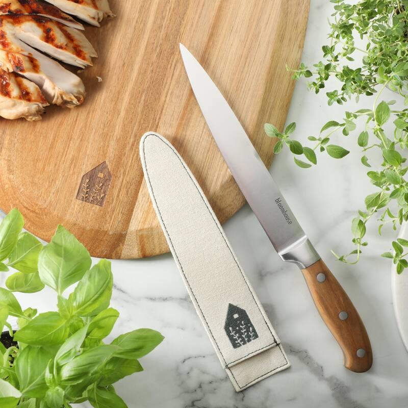 Bloomhouse 8 Inch German Steel Slicer Knife W/ Italian Olive Wood Forged Handle