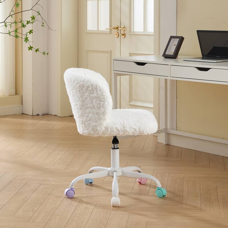 Artificial rabbit hair Home Office Chair Adjustable Swivel Office Chair Dressing Chair with Metal Base